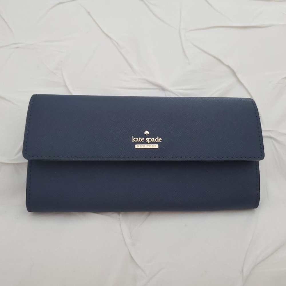 kate space large black wallet in saffiano leather